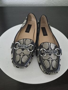 Vintage ​Coach Estee Signature Jacquard Bit Loafers | Black & Grey | Size 6B